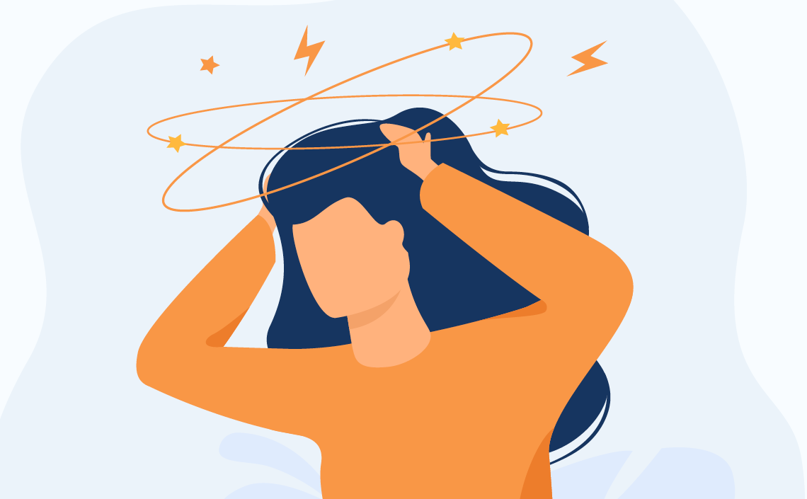 an illustration of a dizzy woman